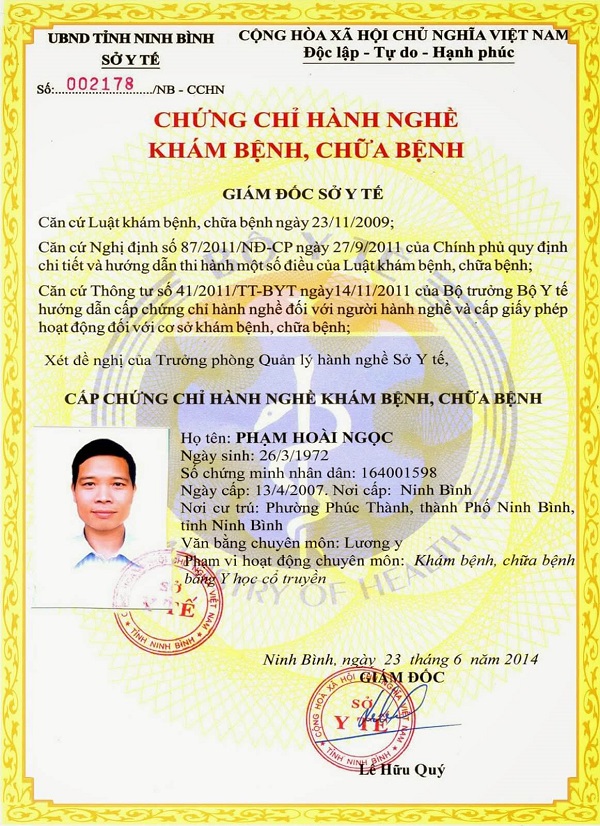 Chứng nhận hành nghề khám chữa bệnh